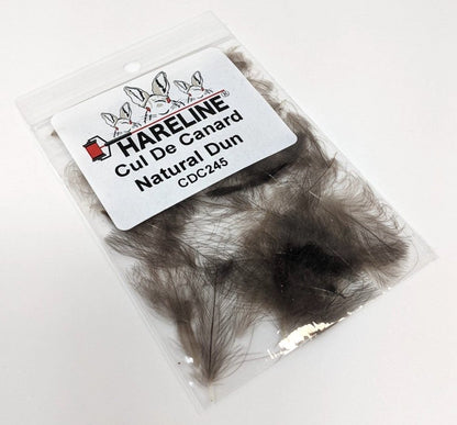 Hareline Cul De Canard Natural Dun Saddle Hackle, Hen Hackle, Asst. Feathers