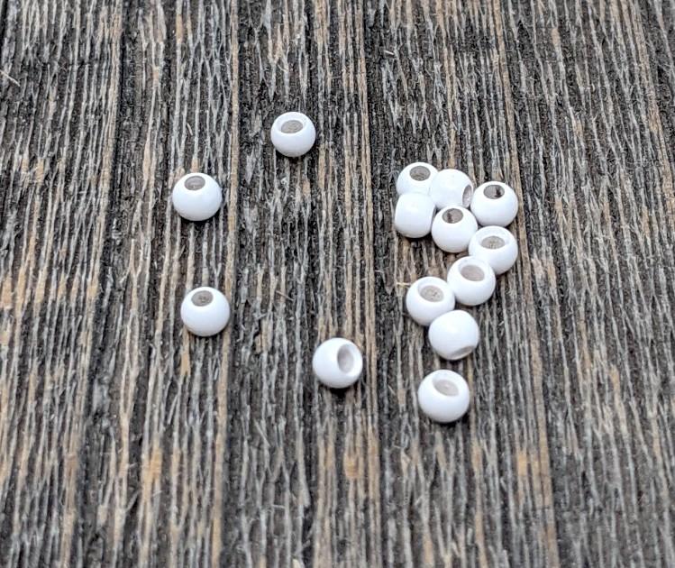 Hareline Dazzle Brass Bead 24 Pack Pearl White #287 / 1/8 Beads, Eyes, Coneheads