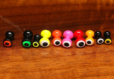 Hareline Double Pupil Brass Eyes Black w/ white & black / Large 5.5mm Beads, Eyes, Coneheads