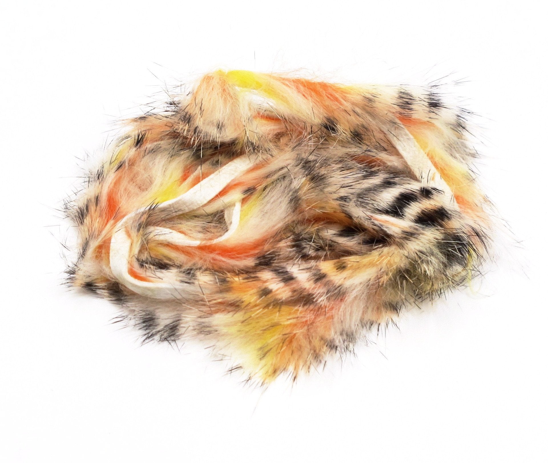 Hareline Dubbin Black Barred Groovy Bunny Strip 1/8" Orange - Yellow - White #6 Hair, Fur