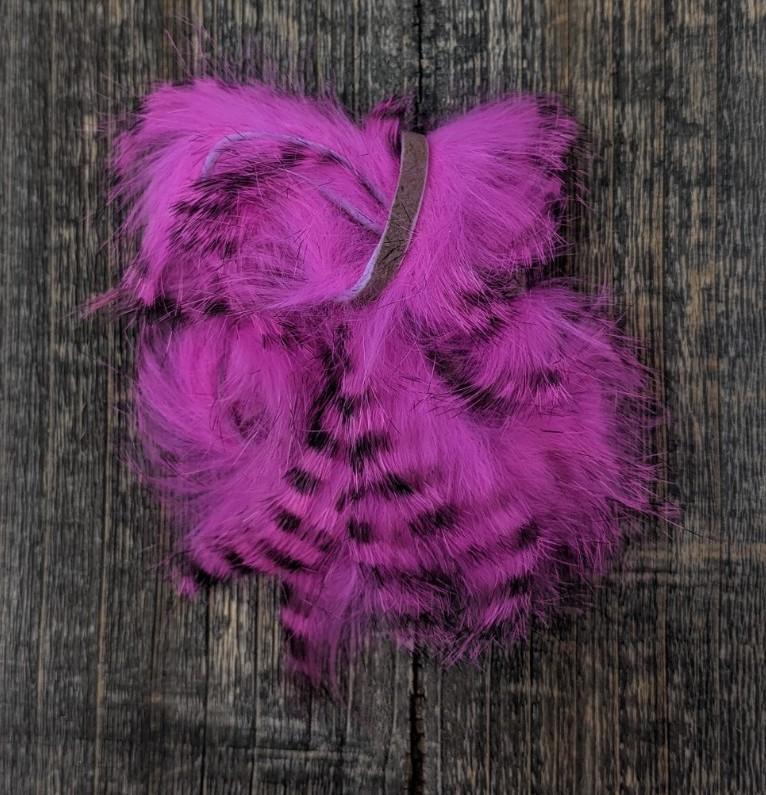 Hareline Dubbin Black Barred Rabbit Strip 1/8" Hot Pink Hair, Fur