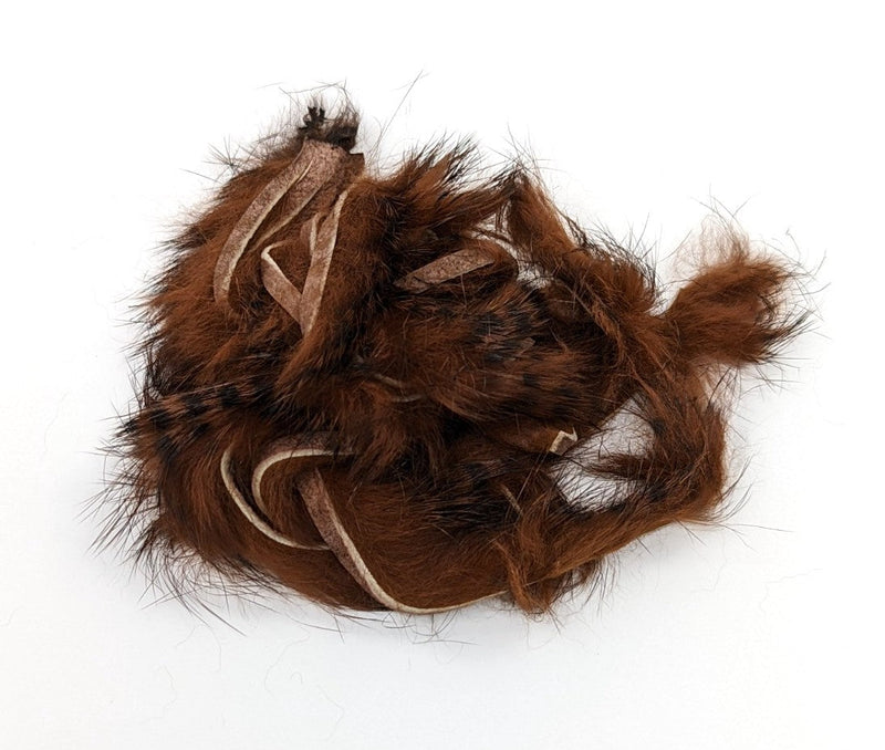 Hareline Dubbin Black Barred Rabbit Strip 1/8" Medium Brown Hair, Fur