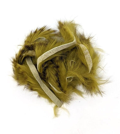 Hareline Dubbin Magnum Brown Barred Rabbit Strips Olive #263B Hair, Fur