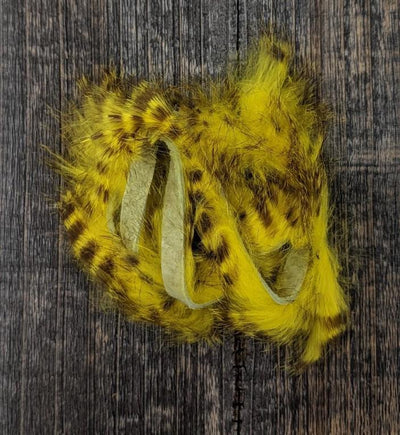 Hareline Dubbin Magnum Brown Barred Rabbit Strips Yellow #383B Hair, Fur