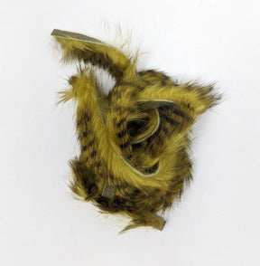 Hareline Dubbin Magnum Tiger Barred Rabbit Strips Olive Black Over Light Olive#13 Hair, Fur