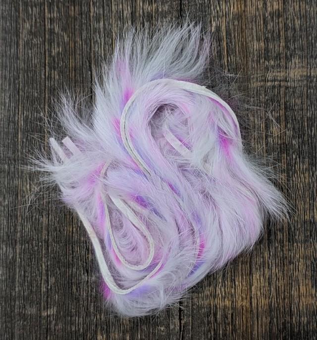 Hareline Dubbin Micro Groovy Bunny Strip Fl. Cerise - Purple - White #3 Hair, Fur