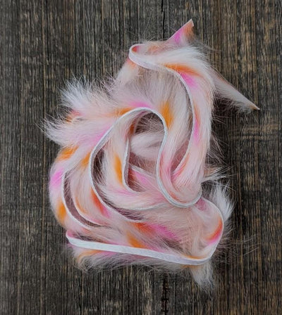 Hareline Dubbin Micro Groovy Bunny Strip Fl. Pink - Orange - White #4 Hair, Fur