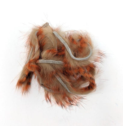 Hareline Dubbin Micro Pulsator Rabbit Strips #14 Black Barred Orange Over Tan Hair, Fur
