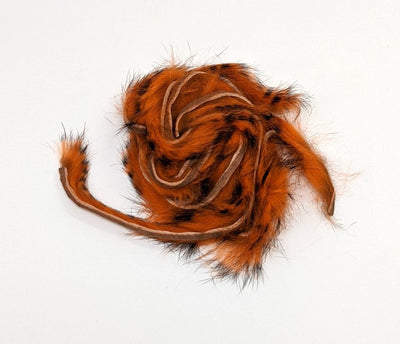 Hareline Dubbin Micro Pulsator Rabbit Strips Black Barred Crawfish Orange Hair, Fur