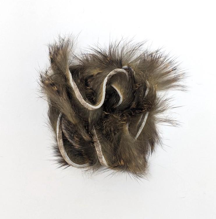 Hareline Dubbin Micro Pulsator Rabbit Strips Black Barred Gold Variant Hair, Fur