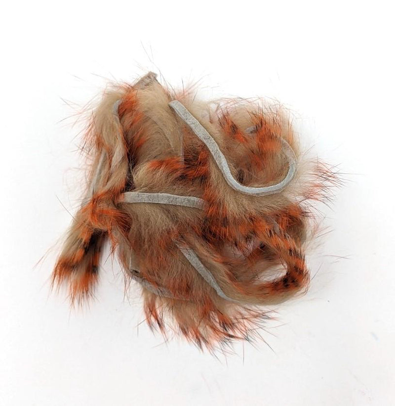 Hareline Dubbin Micro Pulsator Rabbit Strips Black Barred Orange Over Yellow Hair, Fur
