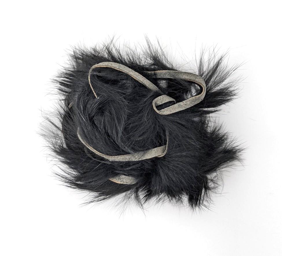 Hareline Dubbin Micro Rabbit Strips Black Hair, Fur