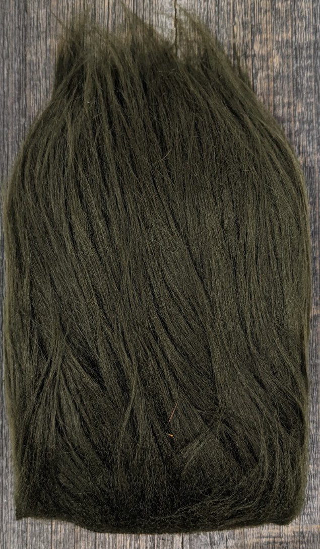Hareline Dubbin Pseudo Hair Dark Olive Flash, Wing Materials
