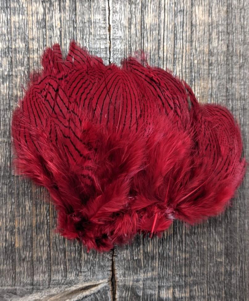 Hareline Dubbin Silver Pheasant Body Feathers Claret Saddle Hackle, Hen Hackle, Asst. Feathers