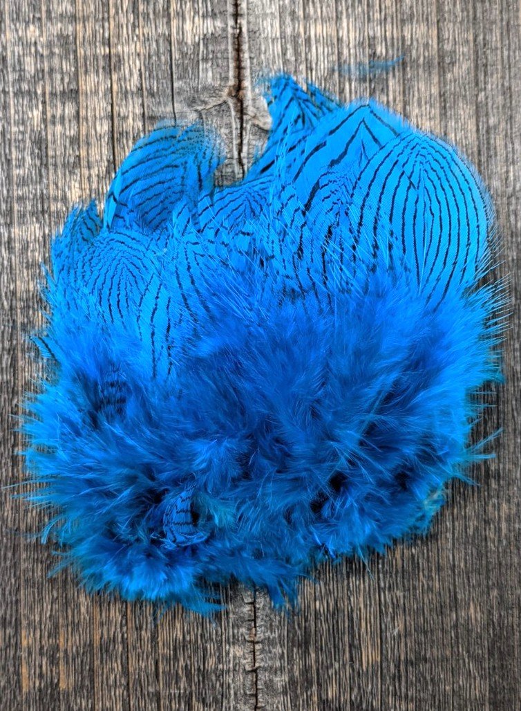 Hareline Dubbin Silver Pheasant Body Feathers Kingfisher Blue Saddle Hackle, Hen Hackle, Asst. Feathers