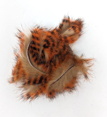 Hareline Dubbin Tiger Barred Rabbit Strips 1/8" Black Orange Over Tan Hair, Fur