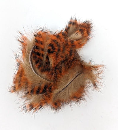Hareline Dubbin Tiger Barred Rabbit Strips 1/8" Black Orange Over Tan Hair, Fur