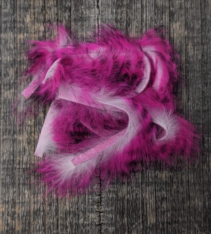 Hareline Dubbin Tiger Barred Rabbit Strips 1/8" Hot Pink Black Over White Hair, Fur
