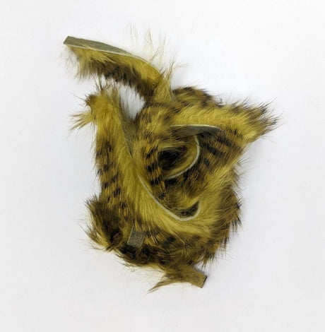 Hareline Dubbin Tiger Barred Rabbit Strips 1/8" Olive Black Over Light Olive Hair, Fur