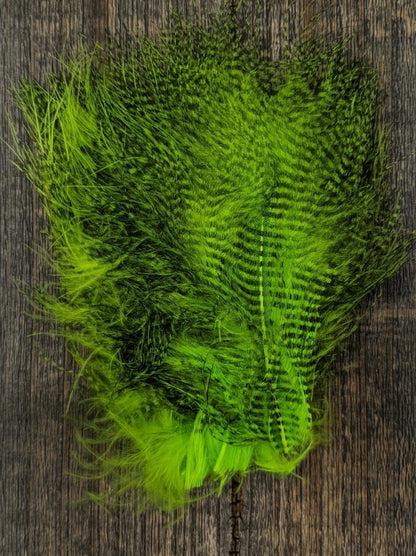 Hareline Fine Black Barred Marabou #127 Fl. Chartruese Saddle Hackle, Hen Hackle, Asst. Feathers