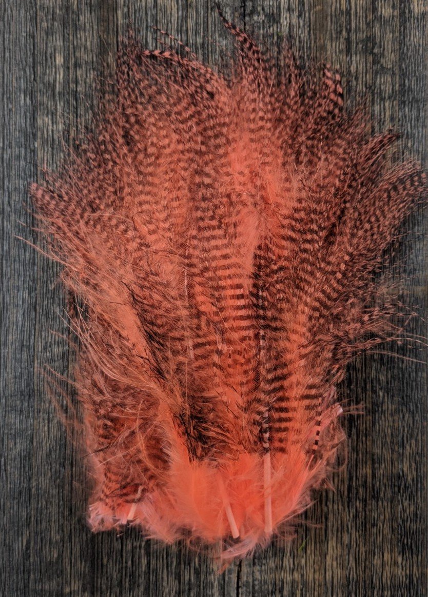 Hareline Fine Black Barred Marabou #140 Fl. Shell Pink Saddle Hackle, Hen Hackle, Asst. Feathers