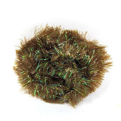 Hareline Frizzle Chenille Olive Brown / Large 5/8" Chenilles, Body Materials