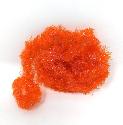 Hareline Frizzle Chenille UV Hot Orange / Wide 3/4" Chenilles, Body Materials
