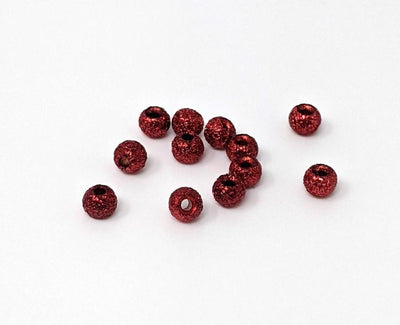 Hareline Gritty Tungsten Bead #310 Red Grit / 1/8 3.3mm Beads, Eyes, Coneheads