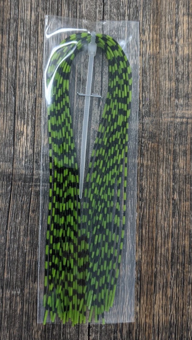 Hareline Grizzly Barred Rubber Legs Neon Green / Medium Rubber Legs