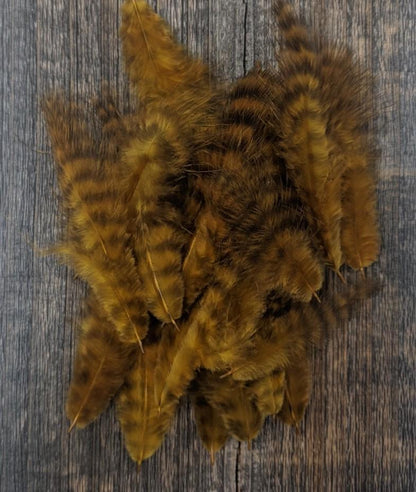 Hareline Grizzly Mini Marabou Golden Brown Saddle Hackle, Hen Hackle, Asst. Feathers