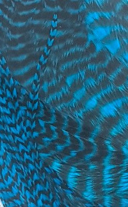 Hareline Half Grizzly Saddle Teal Blue Saddle Hackle, Hen Hackle, Asst. Feathers