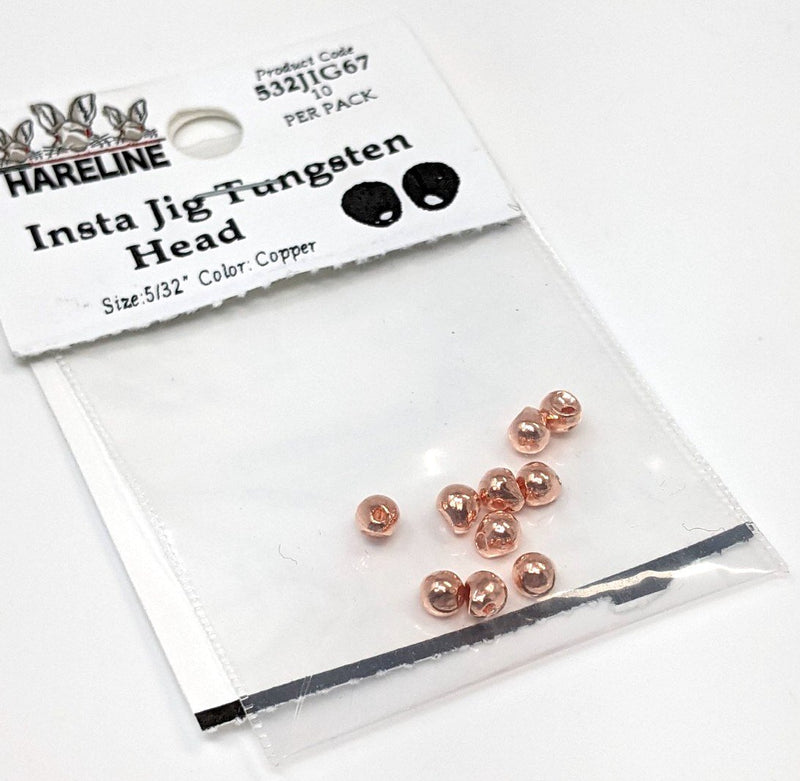 Hareline Insta Jig Tungsten Head 10 Pack Copper / 1/8" 3.3mm Beads, Eyes, Coneheads