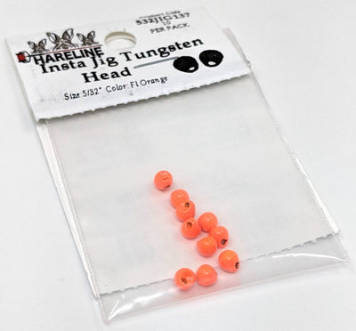 Hareline Insta Jig Tungsten Head 10 Pack Fl. Orange / 1/8" 3.3mm Beads, Eyes, Coneheads