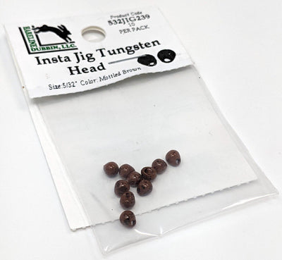 Hareline Insta Jig Tungsten Head 10 Pack Mottled Brown / 1/8" 3.3mm Beads, Eyes, Coneheads