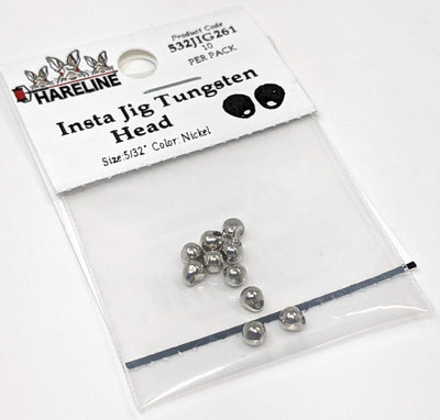 Hareline Insta Jig Tungsten Head 10 Pack Nickel / 1/8" 3.3mm Beads, Eyes, Coneheads