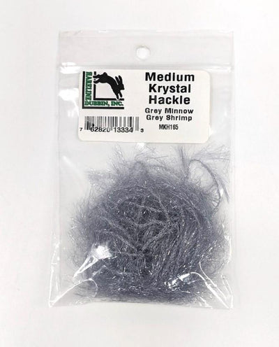 Hareline Krystal Hackle Medium / Grey Minnow/Grey Shrimp Chenilles, Body Materials