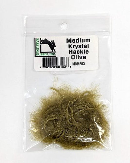 Hareline Krystal Hackle Medium / Olive Chenilles, Body Materials