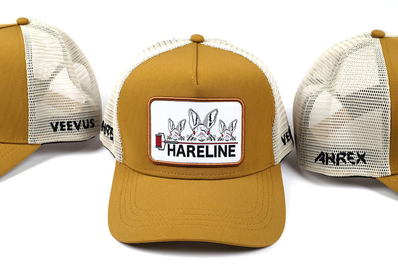 Hareline Logo Trucker Cap Ginger/Tan Hats, Gloves, Socks, Belts