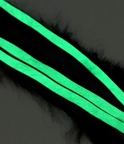 Hareline Magnum Bling Rabbit Strips Black with Glow in the Dark Accent Hair, Fur