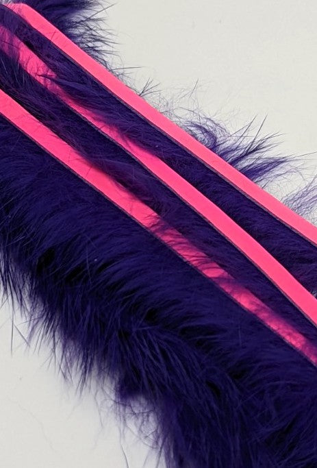 Hareline Magnum Bling Rabbit Strips Bright Purple with Fl Pink Accent Hair, Fur