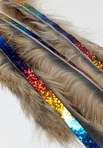 Hareline Magnum Bling Rabbit Strips Hare's Ear with Holo Rainbow Accent Hair, Fur