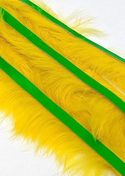 Hareline Magnum Bling Rabbit Strips Yellow with Fl Green Chartreuse Accent Hair, Fur