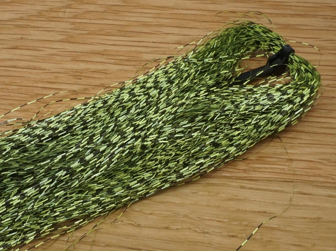 Hareline Micro Barred Voodoo Fibers Black Barred Chartreuse Green Flash, Wing Materials