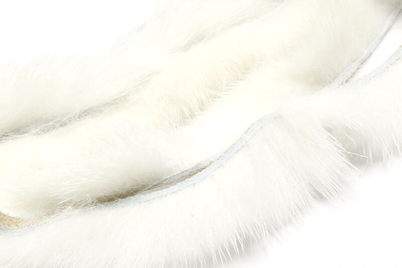 Hareline Mink Strips White Hair, Fur