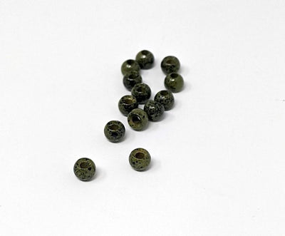 Hareline Mottled Dazzle Brass Bead 24 Pack Mottled Olive / 1/8 Beads, Eyes, Coneheads