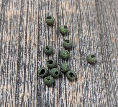 Hareline Mottled Tactical Slotted Tungsten Beads 1/8 3.3mm / #263 Olive Beads, Eyes, Coneheads