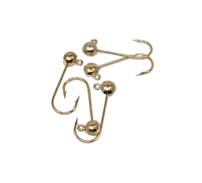 Hareline Plated Round Lead Jighead Hook 5 Pack Gold / 1/16oz Size 4 Hooks