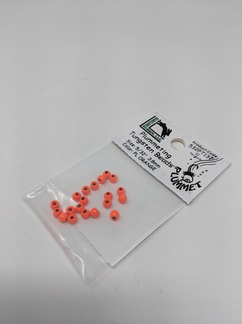 Hareline Plummeting Tungsten Bead 20 Pack Fl. Orange / 1/8 3.3mm Beads, Eyes, Coneheads