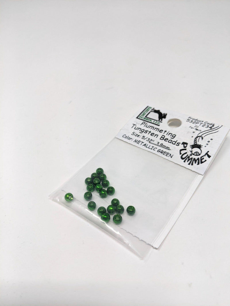Hareline Plummeting Tungsten Bead 20 Pack Metallic Green / 7/64 2.8mm Beads, Eyes, Coneheads