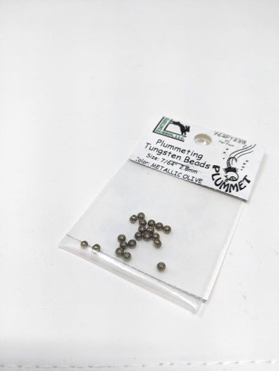 Hareline Plummeting Tungsten Bead 20 Pack Metallic Olive / 5/64 2mm Beads, Eyes, Coneheads
